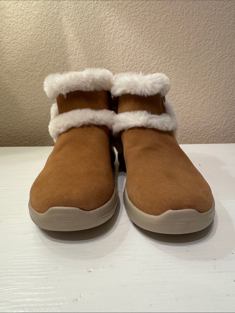 Skechers Chestnut Faux-Fur Trim Ankle Booties
